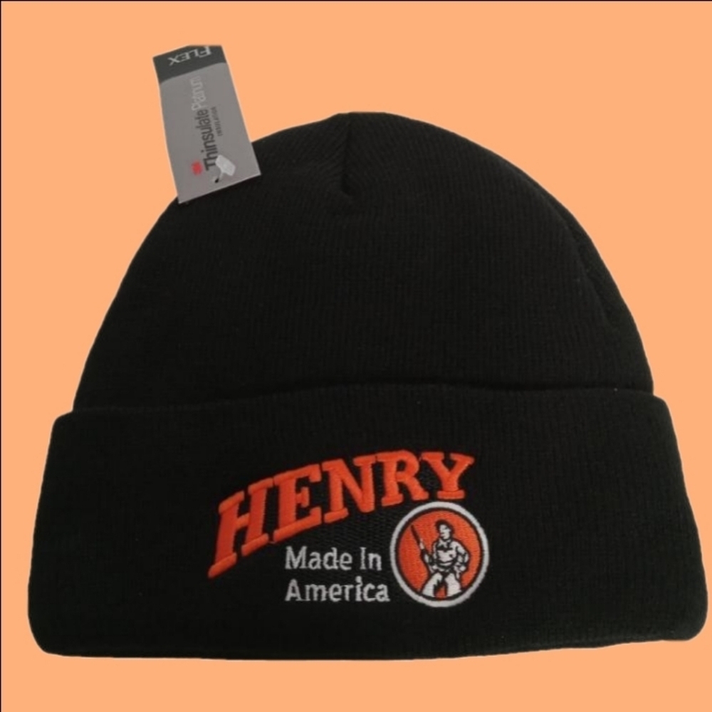 HENRY FIREARMS STOCKING HAT W/ ORANGE HENRY LOGO THINSULATE PLATINUM INSULATION - Picture 2 of 10